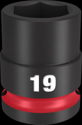 Milwaukee SHOCKWAVE Impact Duty Series 49-66-6251 Shallow Impact Socket, 19 mm Socket, 1/2 in Drive, Square Drive